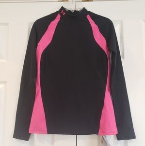 Women's Under Armour Cold Gear Compression Shirt - Size Large - Black/Pink